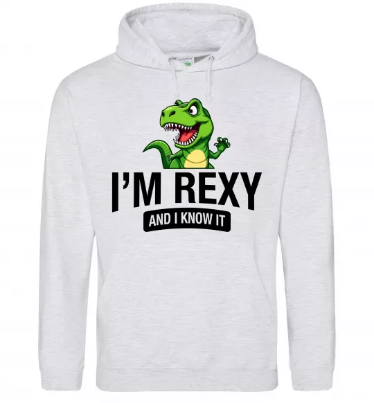 Женская толстовка (худи) I`m rexy and I know it Серый меланж фото