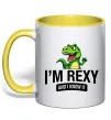 Чашка с цветной ручкой I`m rexy and I know it Лимонный фото
