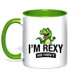 Чашка с цветной ручкой I`m rexy and I know it Зеленый фото