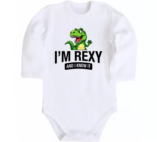 Детский боди I`m rexy and I know it Белый фото