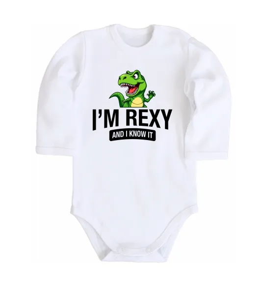 Дитячий бодік I`m rexy and I know it Білий фото