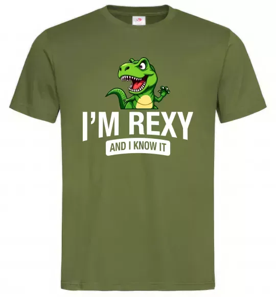 Мужская футболка I`m rexy and I know it Оливковый фото