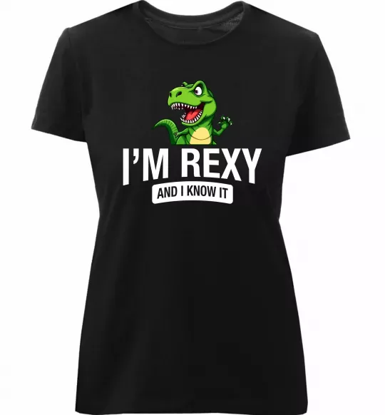 Женская премиум футболка I`m rexy and I know it Черный фото