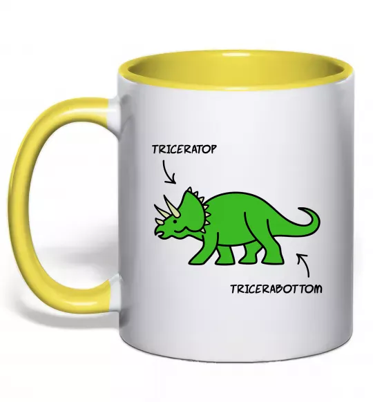 Чашка с цветной ручкой Triceratop Солнечно желтый фото