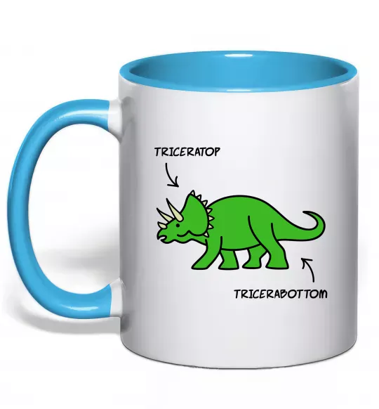 Чашка с цветной ручкой Triceratop Голубой фото
