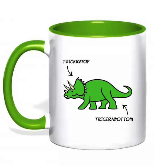 Чашка с цветной ручкой Triceratop Зеленый фото