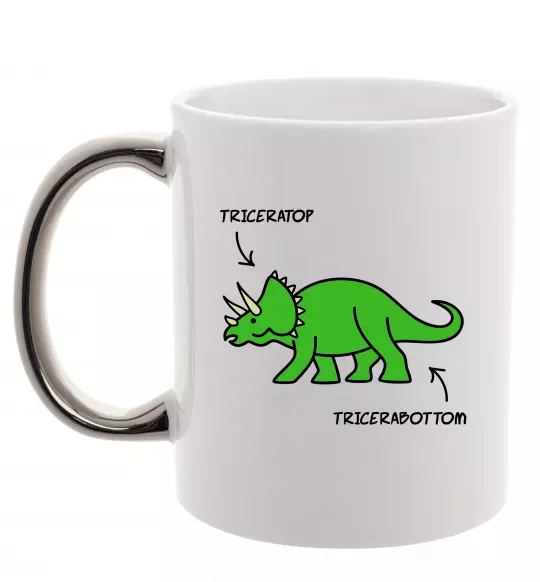 Чашка с цветной ручкой Triceratop Серебро фото