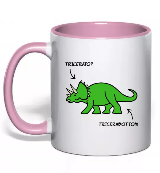 Чашка с цветной ручкой Triceratop Нежно розовый фото