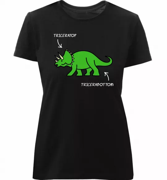 Женская премиум футболка Triceratop Черный фото