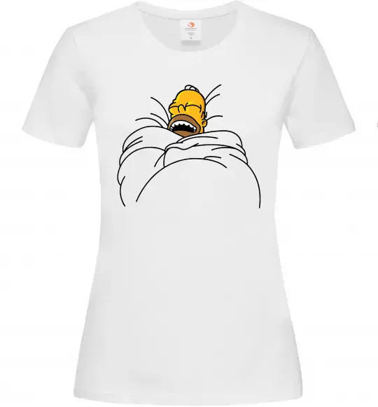 Женская футболка Гомер під ковдрою Белый фото