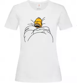 Женская футболка Гомер під ковдрою Белый фото