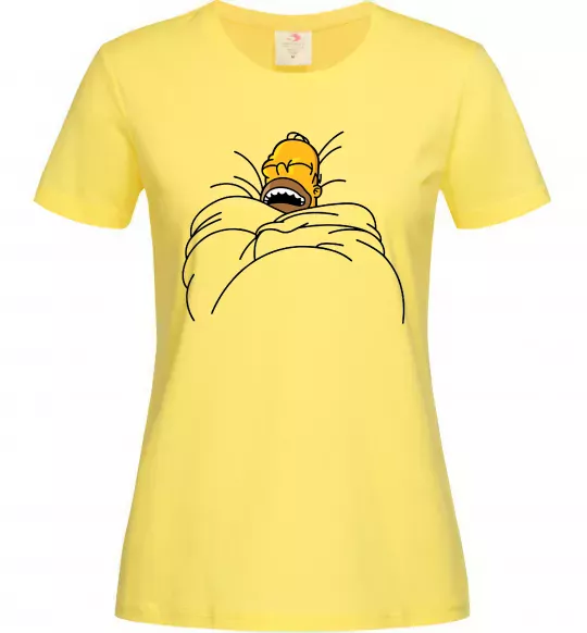 Женская футболка Гомер під ковдрою Лимонный фото