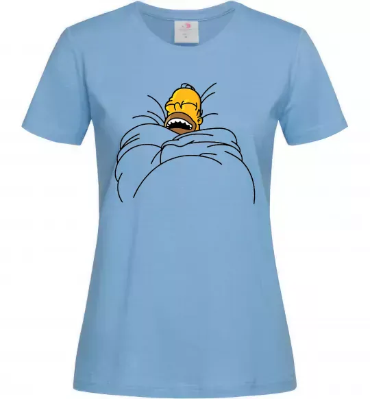 Женская футболка Гомер під ковдрою Голубой фото