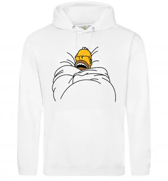 Мужская толстовка (худи) Гомер під ковдрою Белый фото