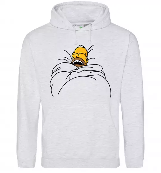 Женская толстовка (худи) Гомер під ковдрою Серый меланж фото