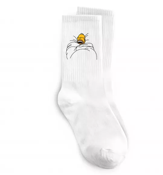 Шкарпетки Гомер під ковдрою Білий фото