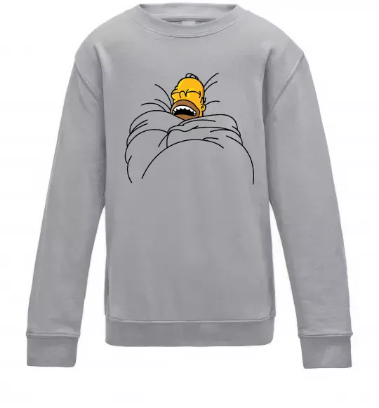 Детский Свитшот Гомер під ковдрою Серый меланж фото
