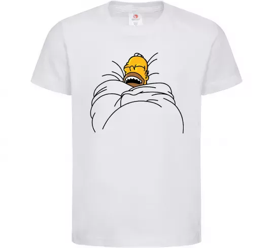 Дитяча футболка Гомер під ковдрою Білий фото