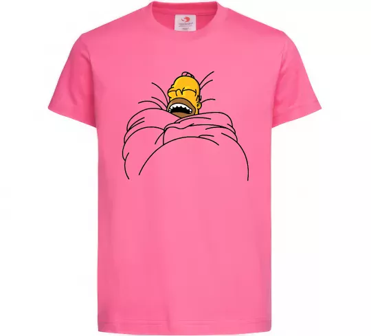 Дитяча футболка Гомер під ковдрою Яскраво-рожевий фото