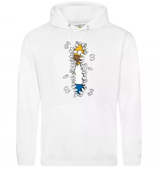 Чоловіча толстовка (худі) Гомер в кущах Білий фото