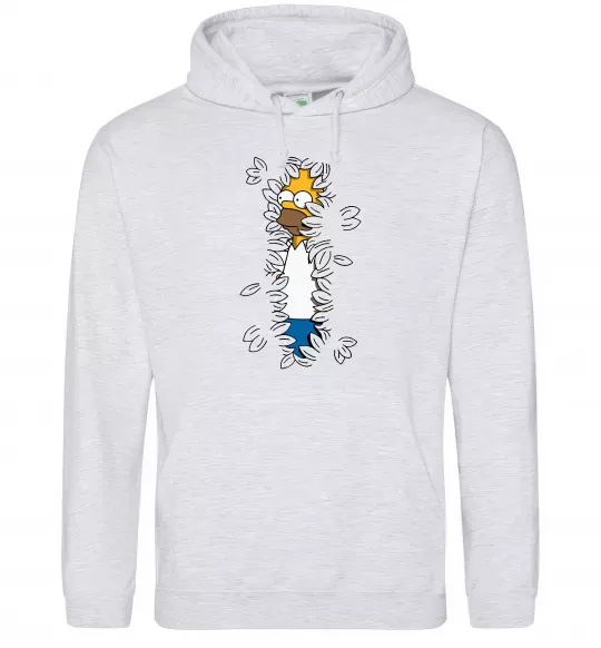 Чоловіча толстовка (худі) Гомер в кущах Сірий меланж фото