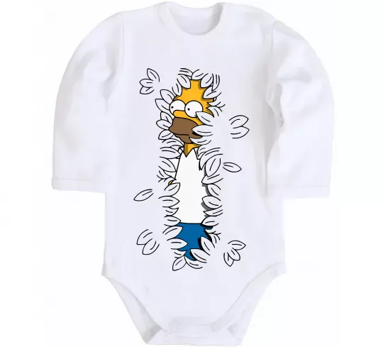 Детский боди Гомер в кущах Белый фото