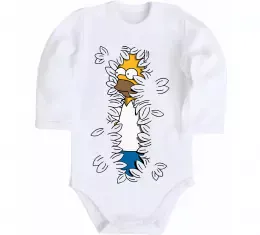 Детский боди Гомер в кущах Белый фото