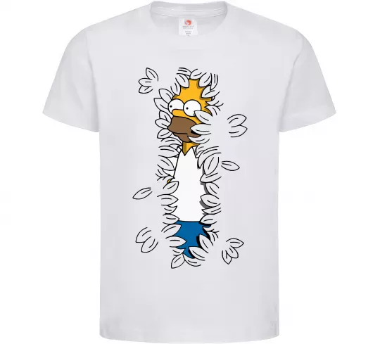 Детская футболка Гомер в кущах Белый фото