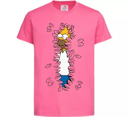 Детская футболка Гомер в кущах Ярко-розовый фото