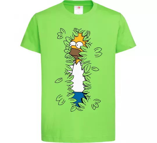 Детская футболка Гомер в кущах Лаймовый фото