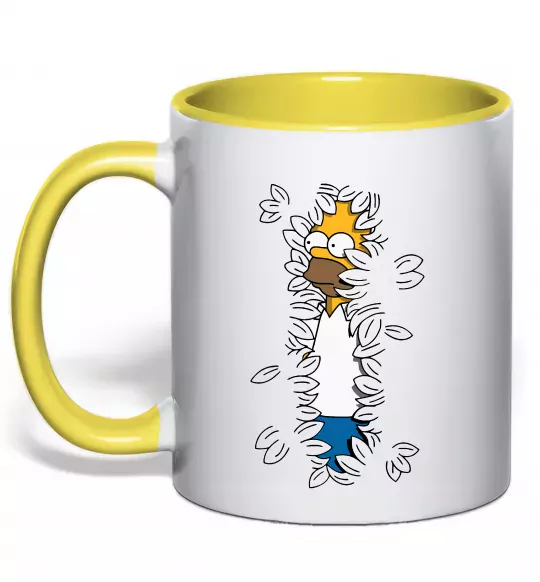 Чашка с цветной ручкой Гомер в кущах Солнечно желтый фото