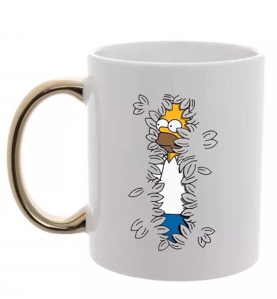 Чашка с цветной ручкой Гомер в кущах Золото фото