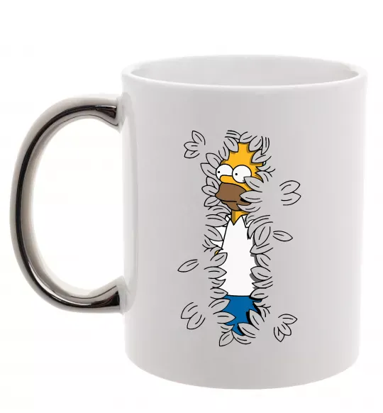 Чашка с цветной ручкой Гомер в кущах Серебро фото