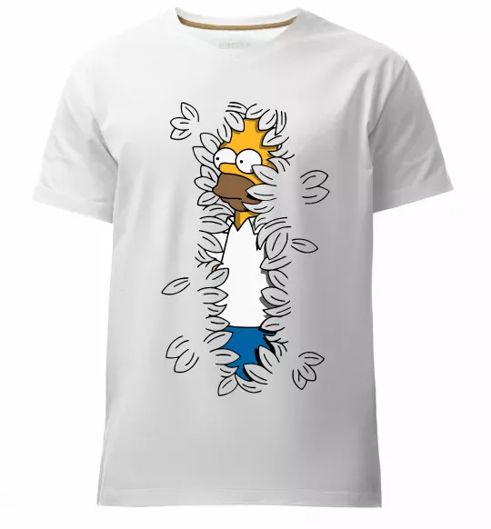 Мужская премиум футболка Гомер в кущах Белый фото