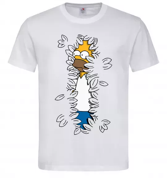 Чоловіча футболка Гомер в кущах Білий фото