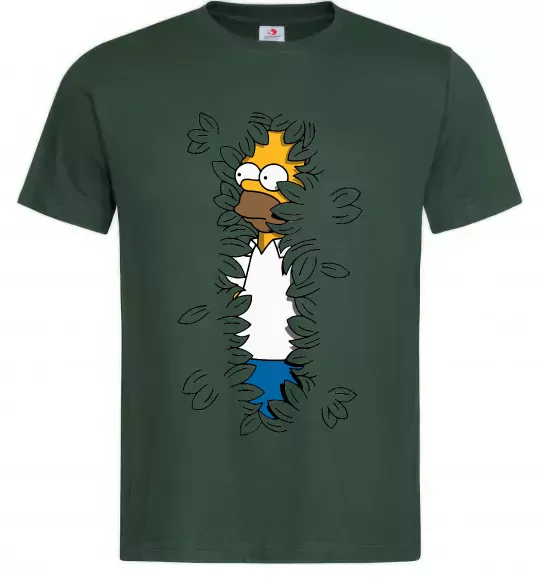 Чоловіча футболка Гомер в кущах Темно-зелений фото