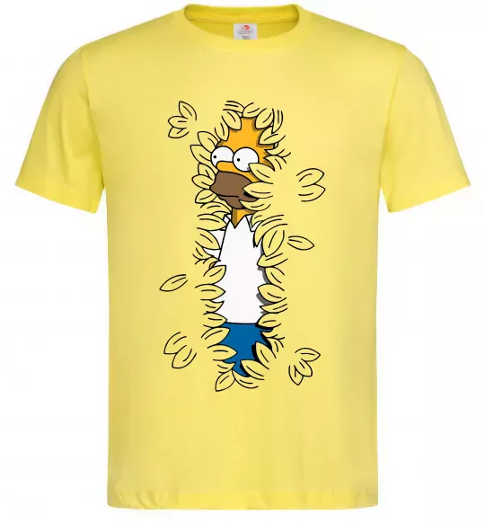 Чоловіча футболка Гомер в кущах Лимонний фото