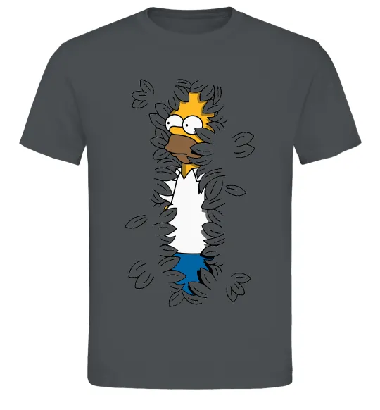 Чоловіча футболка Гомер в кущах Графіт фото