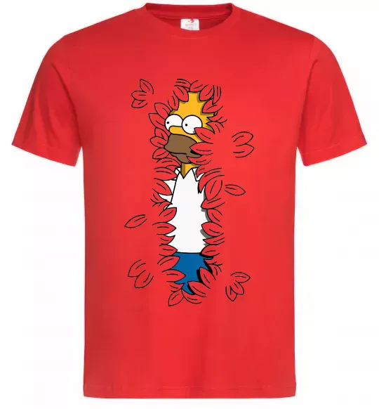 Чоловіча футболка Гомер в кущах Червоний фото