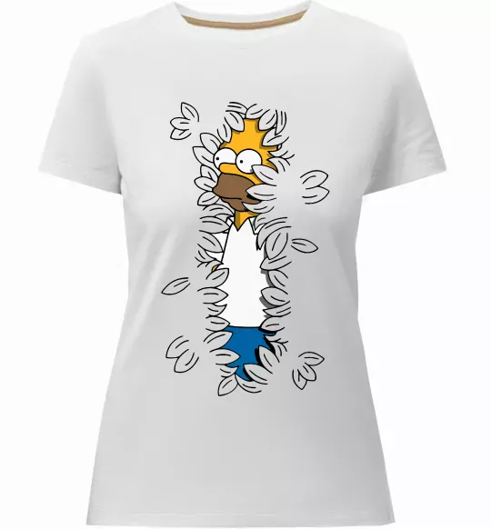 Женская премиум футболка Гомер в кущах Белый фото