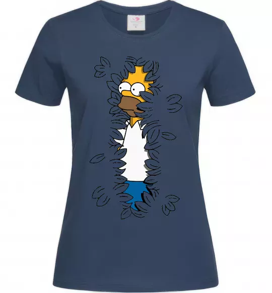Женская футболка Гомер в кущах Темно-синий фото