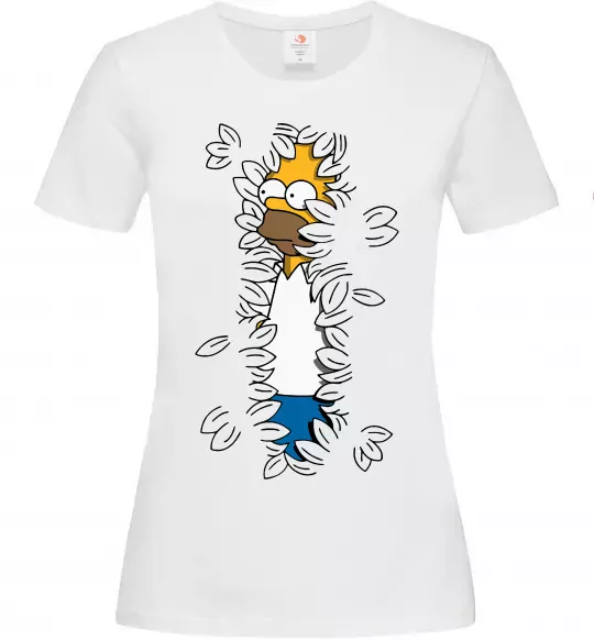 Женская футболка Гомер в кущах Белый фото