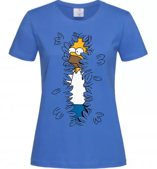 Женская футболка Гомер в кущах Ярко-синий фото