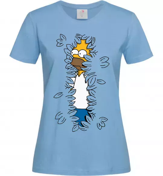 Женская футболка Гомер в кущах Голубой фото