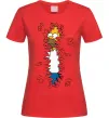 Женская футболка Гомер в кущах Красный фото