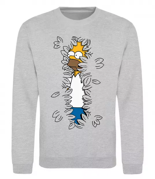 Свитшот Гомер в кущах Серый меланж фото