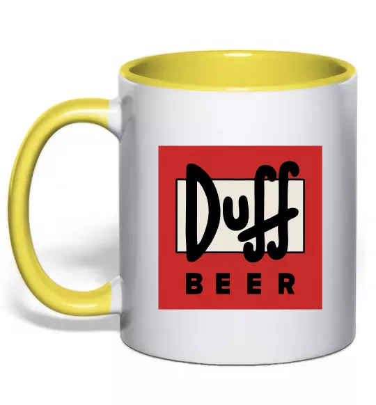 Чашка с цветной ручкой Duff beer Солнечно желтый фото