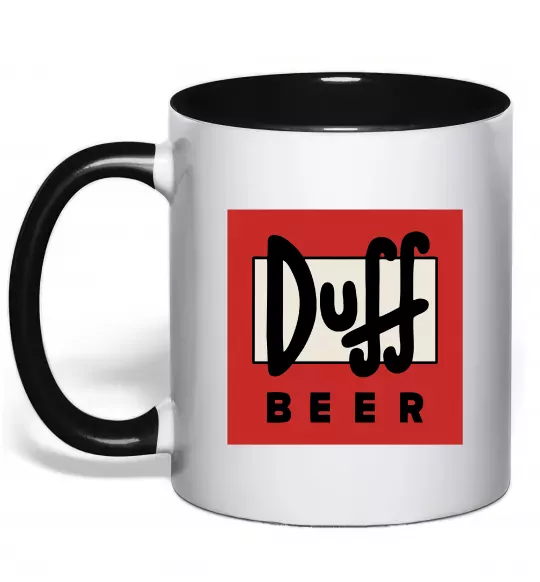 Чашка с цветной ручкой Duff beer Черный фото