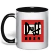 Чашка с цветной ручкой Duff beer Черный фото