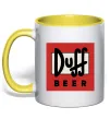 Чашка с цветной ручкой Duff beer Лимонный фото